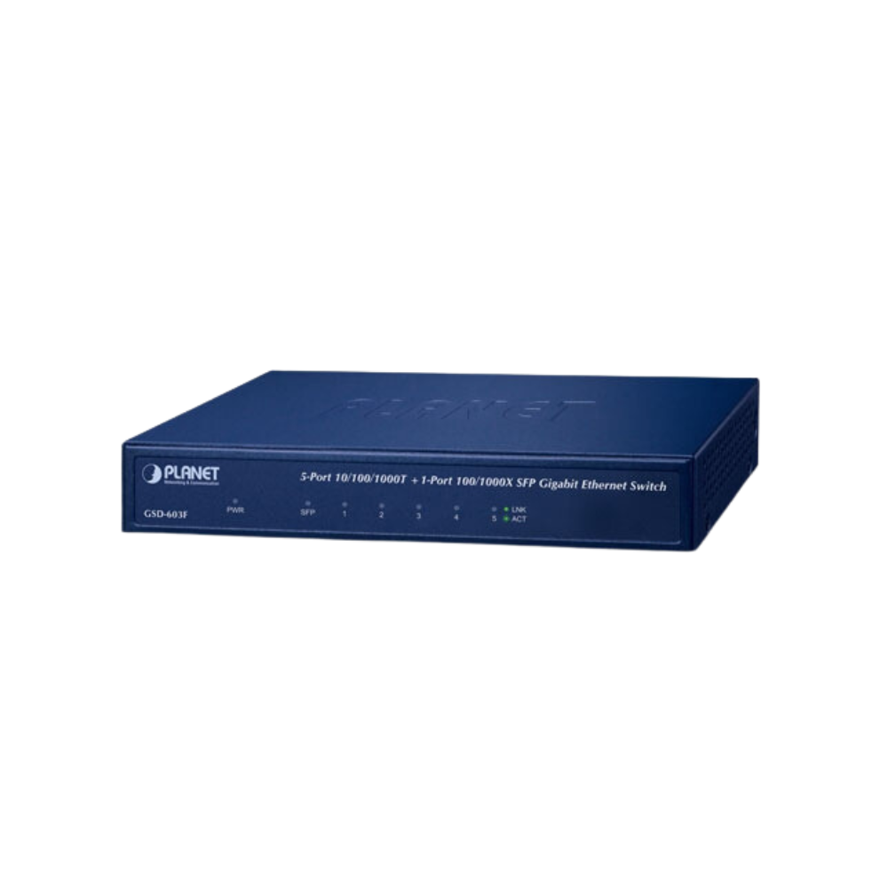 5-Port 10/100/1000T +1-Port 1000X SFP Gigabit Ethernet Switch