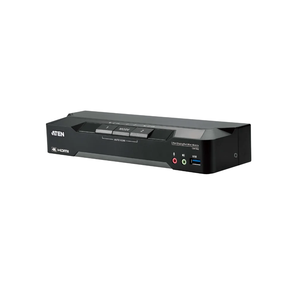 CM1942
2-Port 4K DisplayPort Dual Display Mini-Matrix Boundless KVM Switch
