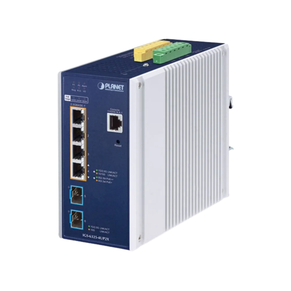 ES-IGS-6325
Industrial L3 4-Port 2.5GBASE-T 802.3bt PoE + 2-Port 10G SFP+ Managed Ethernet Switch