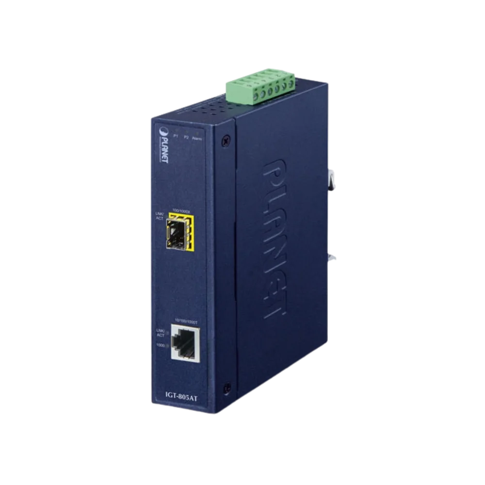 MC-IGS-805AT
Industrial 10/100/1000BASE-T to 100/1000BASE-X SFP Media Converter